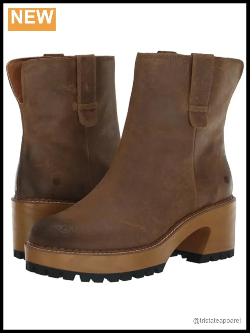 Lucky Brand Women's Suede Ankle Bootie Block Heel Pull-On